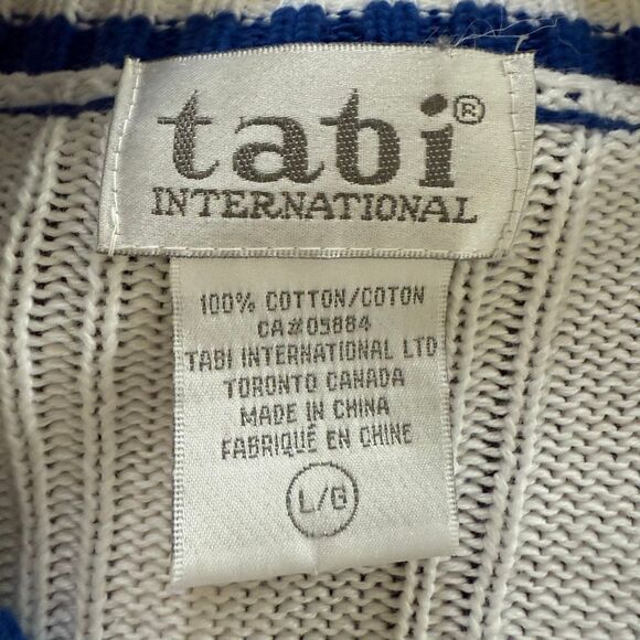 Vintage 90s Tabi International Varsity Style Vneck Cotton Sweater L - Picture 6 of 6